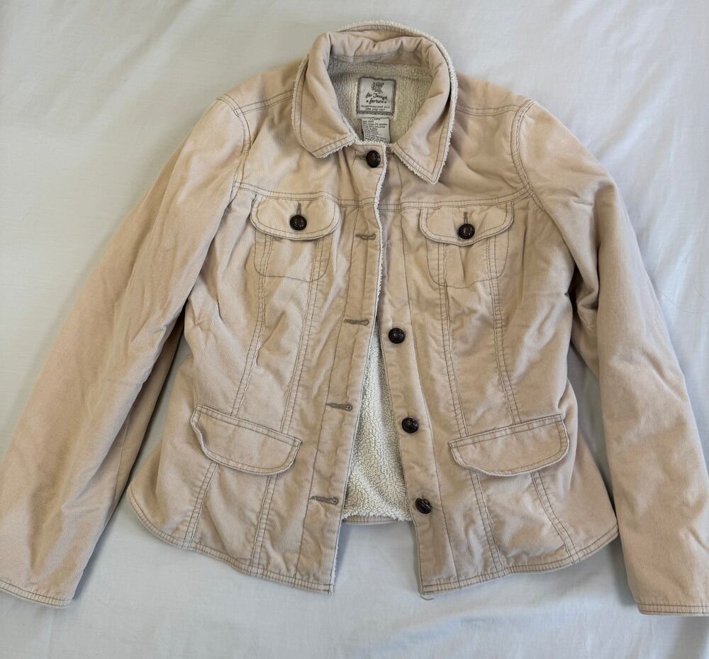 For Joseph Fortune Sherpa Lined Corduroy Jacket Women’s XL Cream